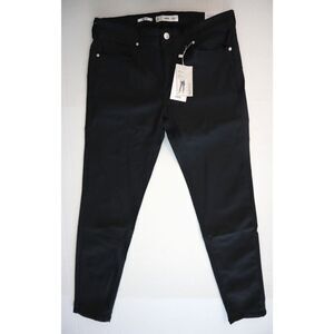 Mango Women’s Sz 10 Black Waxed Push-Up Low Waist Tight Fit Skinny Jeans